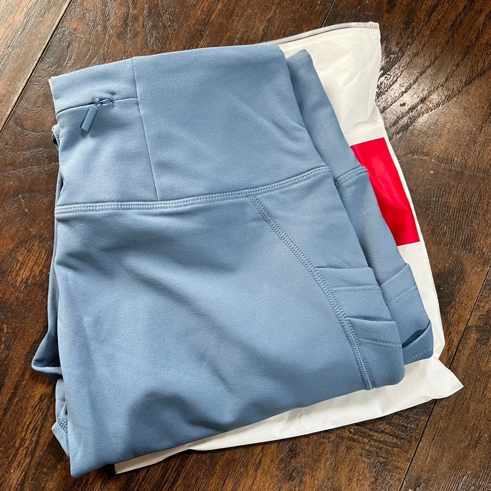 Women's Blue High-Waisted Leggings - Picture 3 of 5